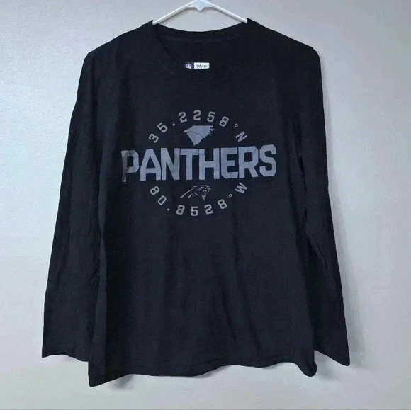 NFL Team Apparel Football Carolina Panthers Womens Crewneck Longsleeve Black - Picture 1 of 6